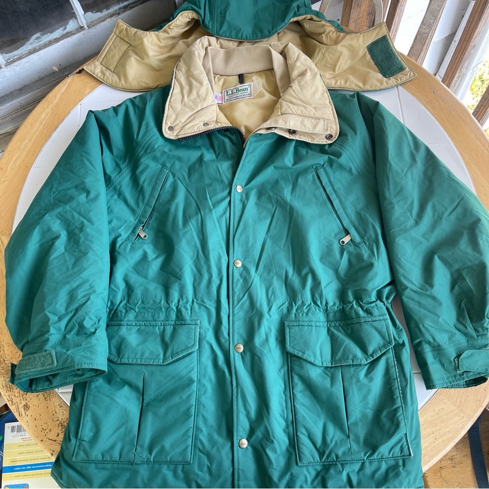 Vintage LL Bean Maine Warden’s Parka L Green GoreTex Lined w/ Detachable Hood